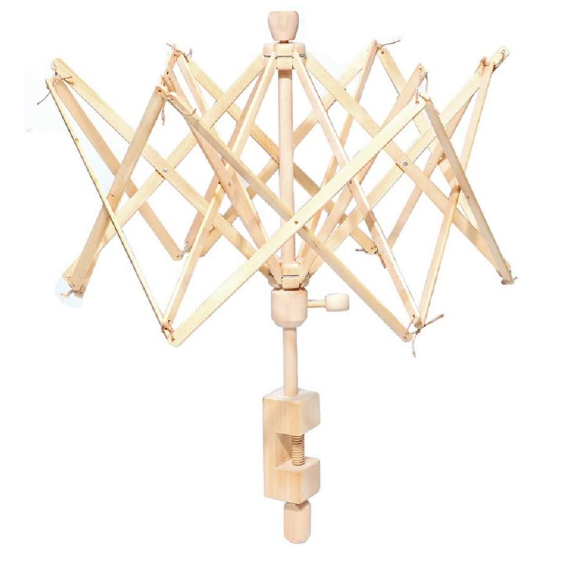 Image of wooden umbrella yarn swift.