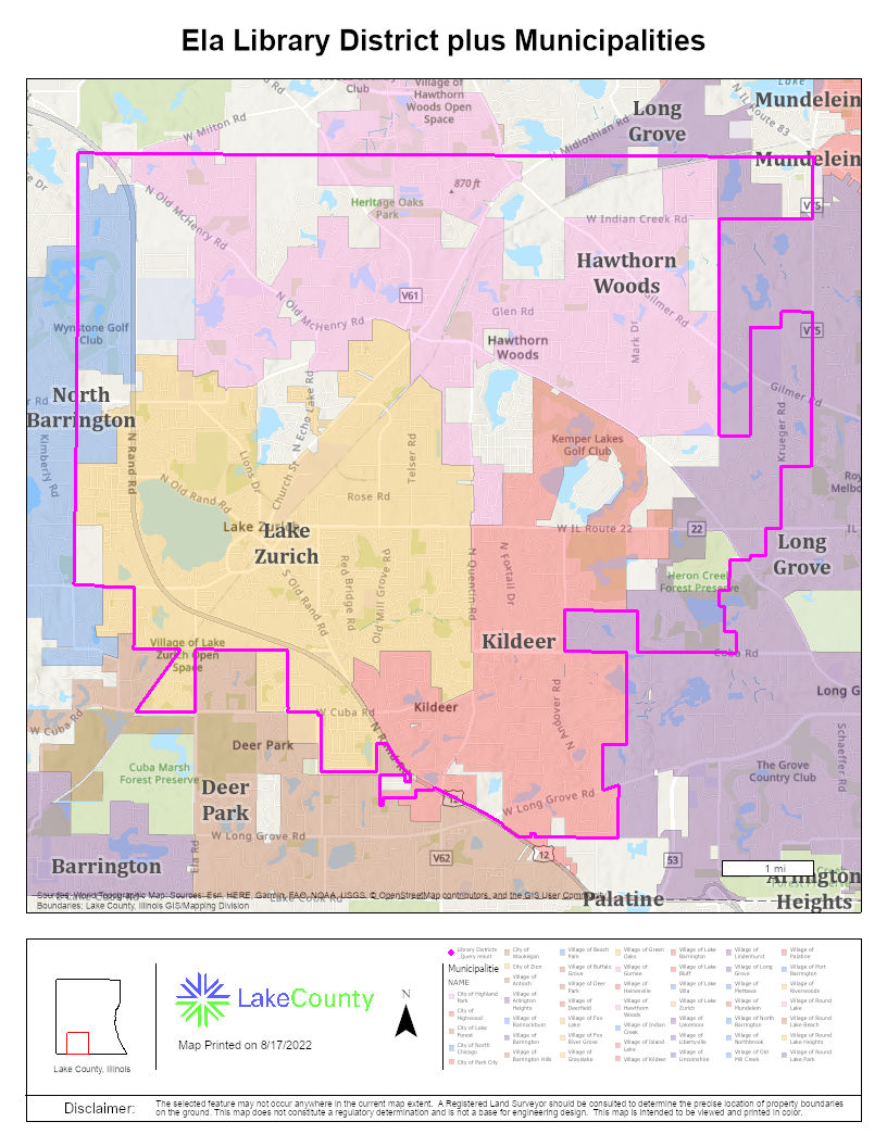 Ela Library District plus Municipalities map