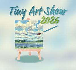 Image of a art canvas and brush with the text Tiny Art Show
