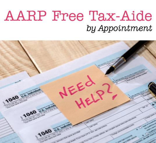 Image reads AARP Free Tax Aide Call 2243260605