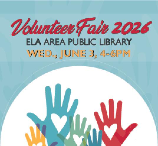image of hands with hearts. Text reads Volunteer Fair 2026, Wednesday, June 3