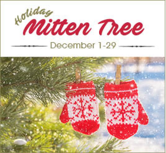 Image of mittens hanging on a tree
